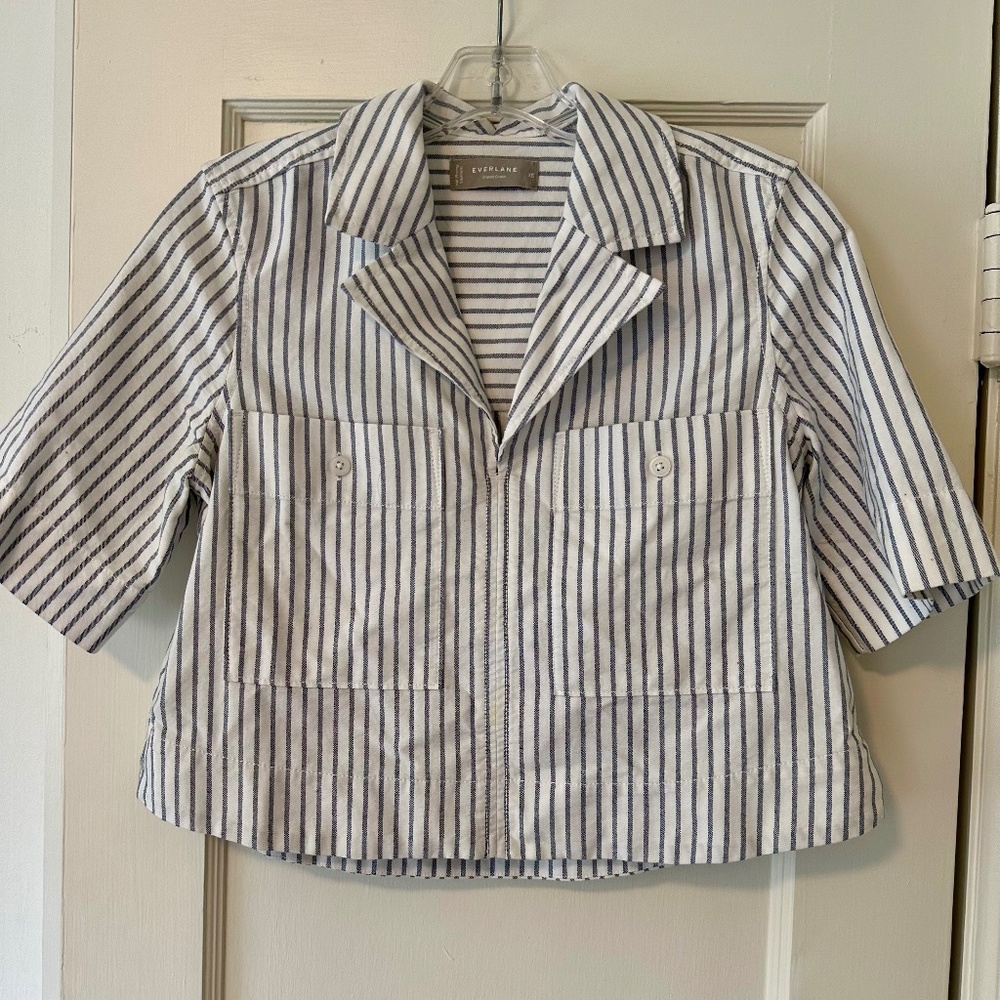 Everlane Short Sleeve Oxford Cropped Popover Size XS